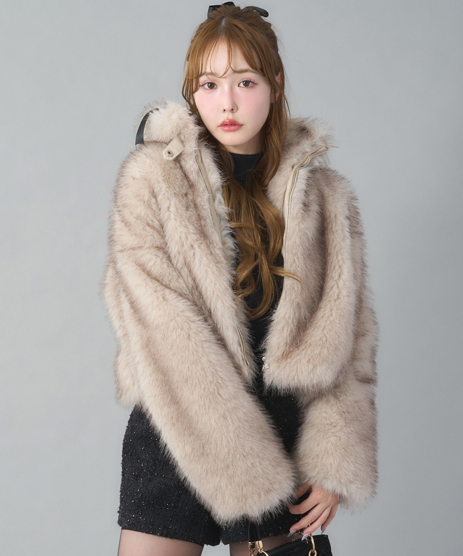 one after another NICE CLAUP フェイクファーショートブルゾン ワンアフターアナザー ナイスクラップ ジャケット・アウター その他のジャケット・アウター ピンク ブラウン ホワイト ベージュ【送料無料】