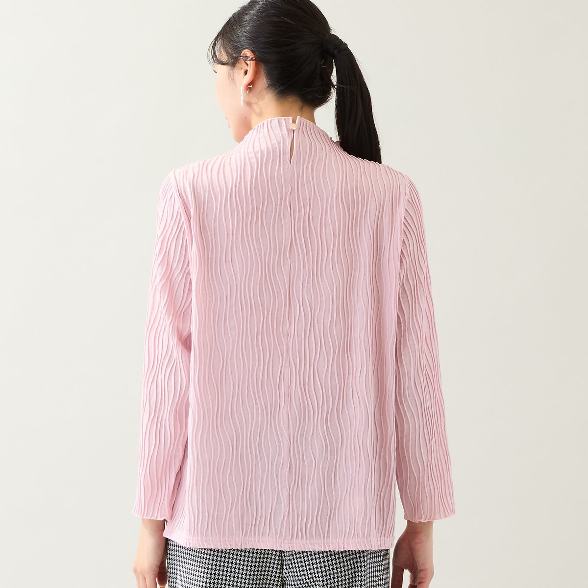 missel 【洗える・3L/4Lサイズあり】タックジャカードカットソー ミゼール トップス カットソー・Tシャツ ブルー ピンク