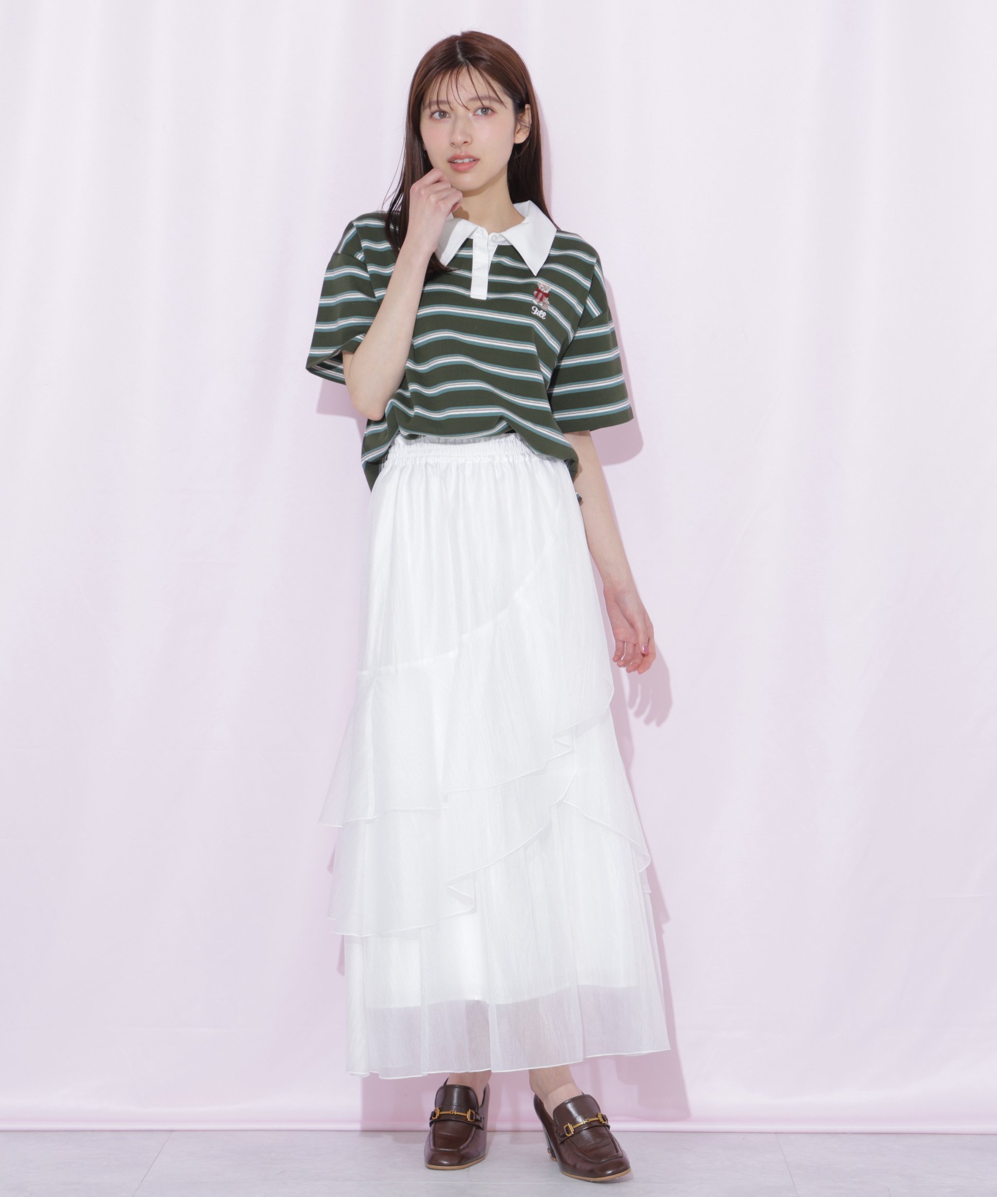 JILL by JILL STUART 縦ラッフルシアースカート ジル バイ ジル スチュアート スカート その他のスカート ブラック ホワイト ピンク