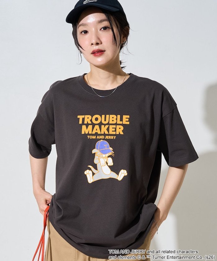 限定展開 TOM AND JERRY フリークスストア トップス カットソー・Tシャツ ネイビー ピンク ベージュ ブラウン ブラック
