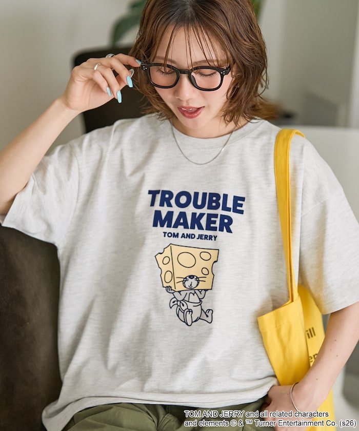限定展開 TOM AND JERRY フリークスストア トップス カットソー・Tシャツ ネイビー ピンク ベージュ ブラウン ブラック