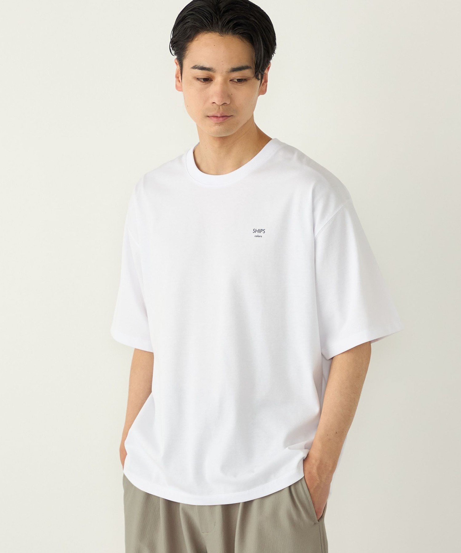 【WEB限定】SHIPS Colors:＜汗染み防止＞タイニーロゴ Tシャツ シップス トップス カットソー・Tシャツ イエロー グレー ホワイト