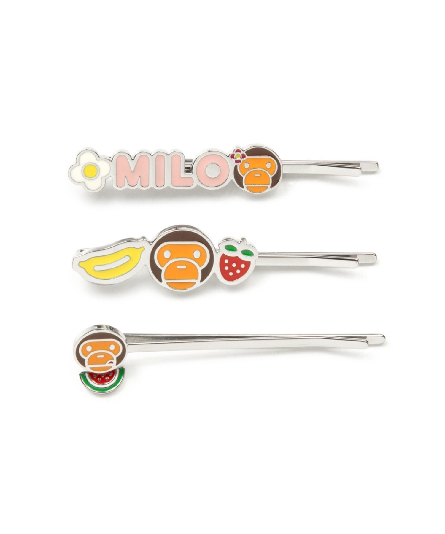A BATHING APE BABY MILO HAIR PIN SET ア ベイシング エイプ ヘアアクセサリー バレッタ・ヘアクリップ・ヘアピン シルバー【送料無料】