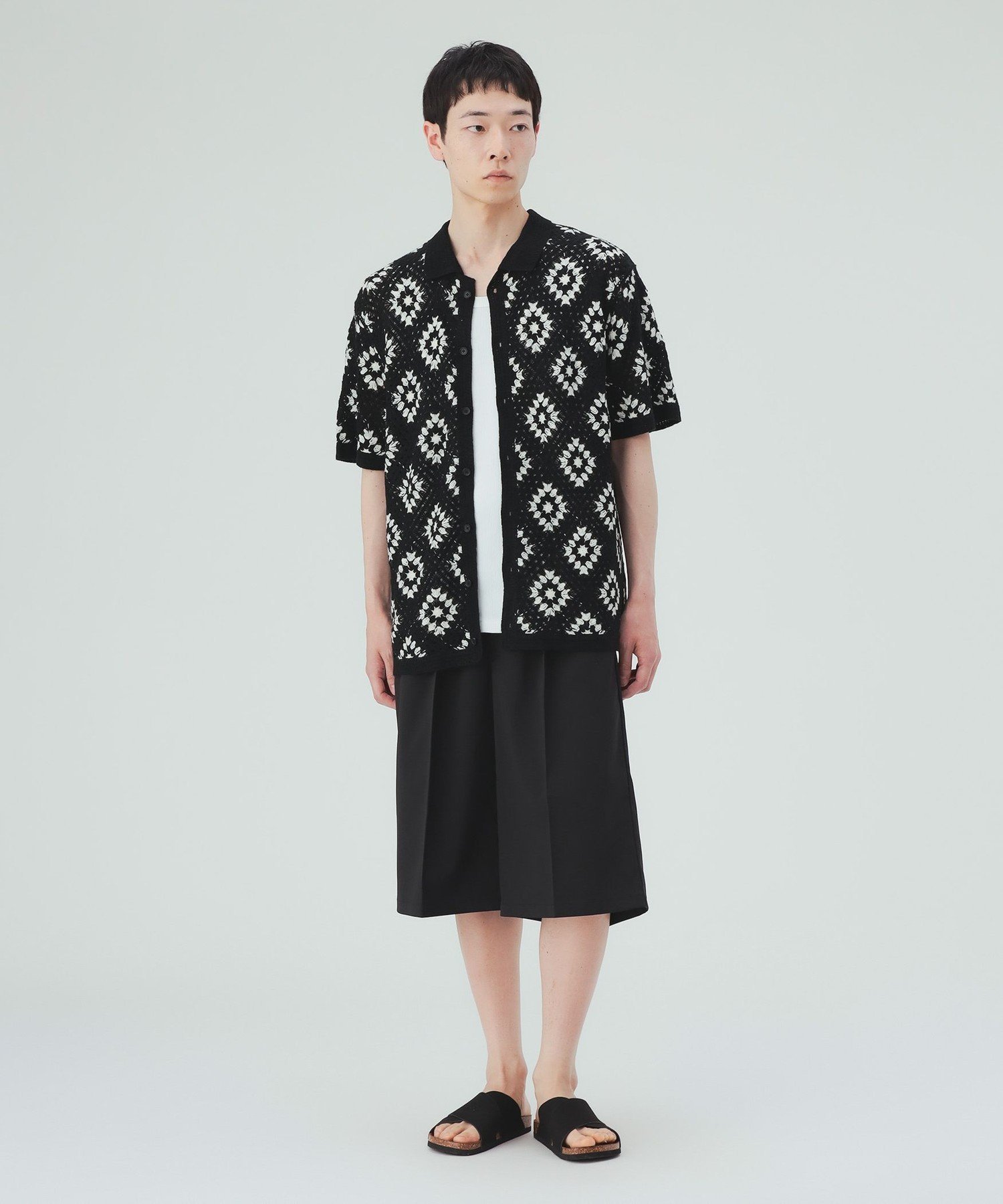 MEN 【8/6値下げ】ストレッチツイル 2タック ワイド ショートパンツ ビームス ハート パンツ その他のパンツ グレー ブラック