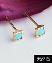 JUPITER 【WEB限定】K10スクエア天然石ピアス/ターコイズ ジュエルアディクト アクセサリー・腕時計 ピアス ブルー【送料無料】