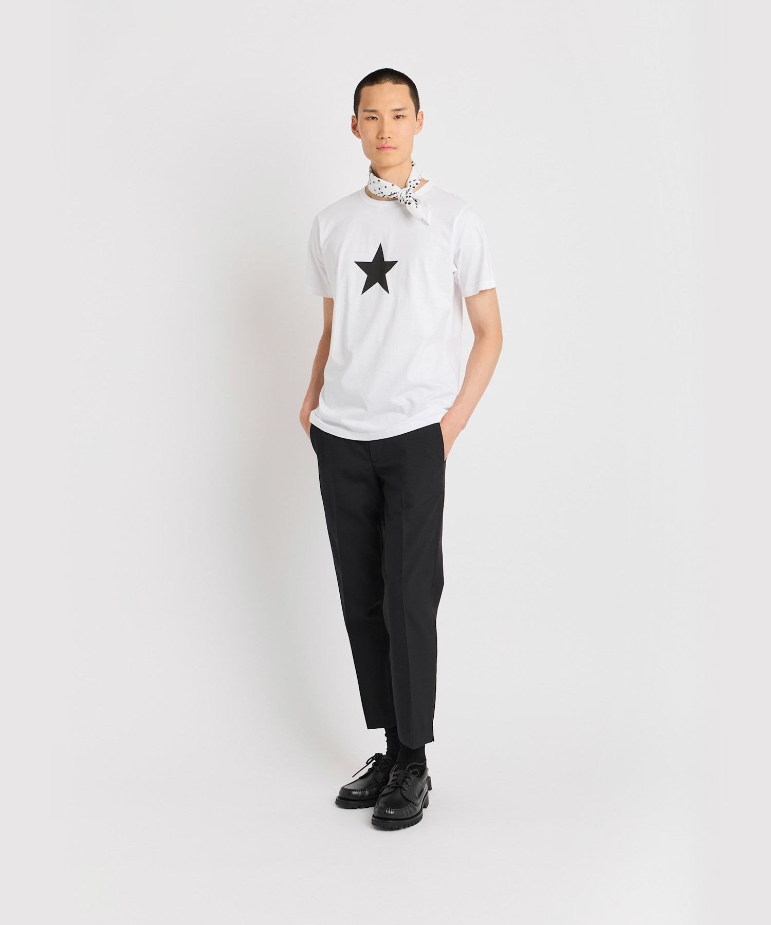 agnes b. HOMME メンズ アイコニック プリント コットン 半袖 Tシャツ "Etoile" アニエスベー トップス カットソー・Tシャツ ホワイト【送料無料】