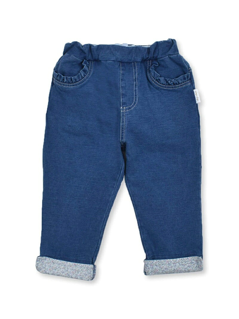 【SALE／30%OFF】SLAP SLIP 裾 折り返し フリル デニム 7分丈 パンツ (80~130cm) ベベ オンライン ストア パンツ その他のパンツ ブルー ネイビーのサムネイル