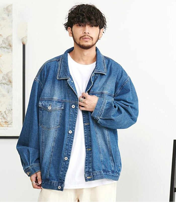 CavariA 背面ゴブラン切り替えGジャケット シルバーバレット ジャケット・アウター デニムジャケット ネイビー ブラック