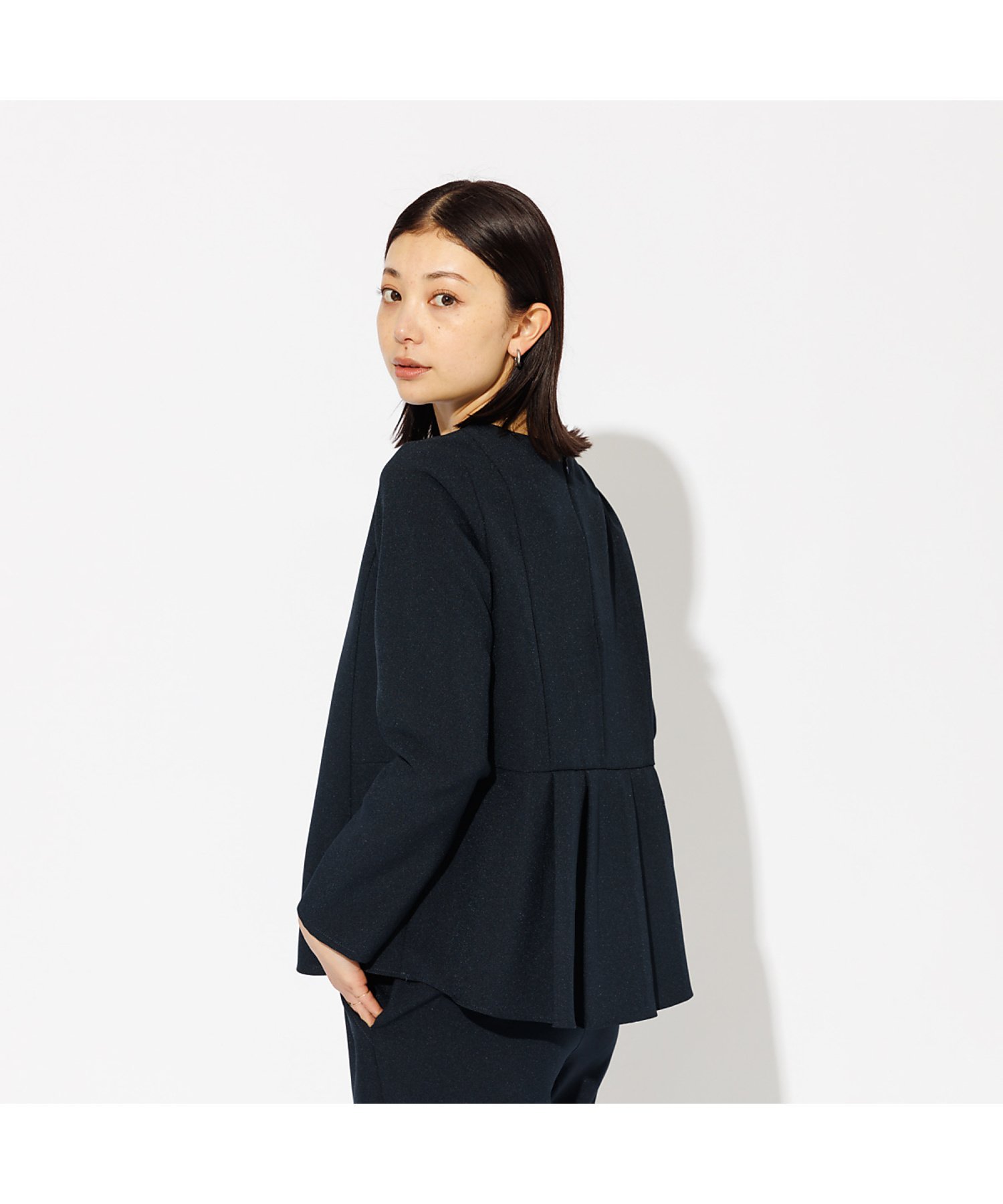 Rouge vif la cle 【MICA&DEAL /マイカアンドディール】バッグプリーツセットアップ ルージュ・ヴィフ ラクレ トップス シャツ・ブラウス ネイビー