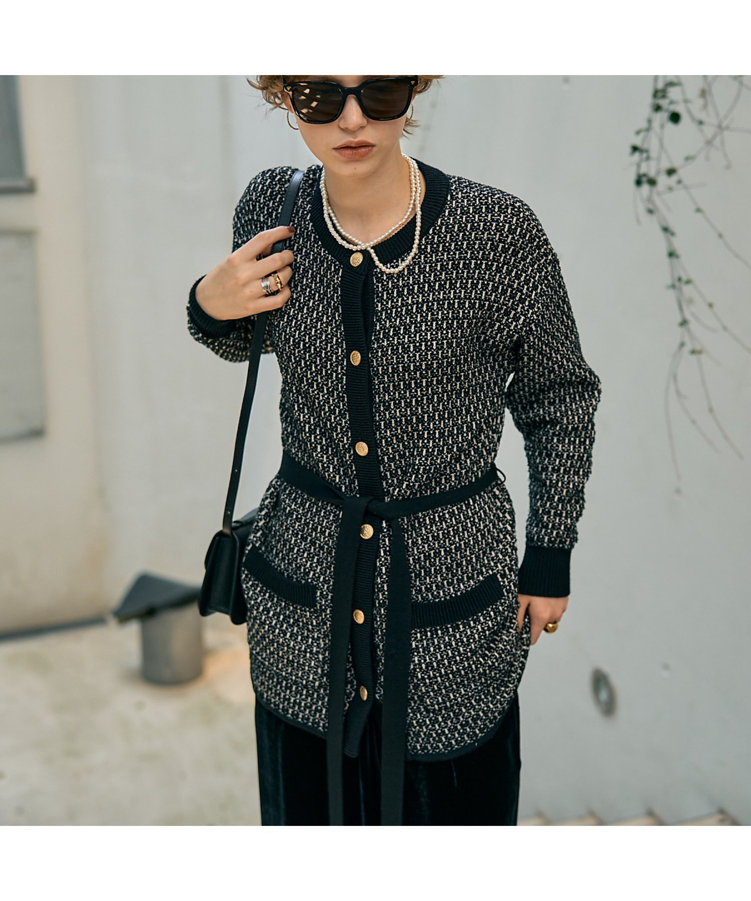 DESIGNWORKS 【セットアップ対応】【BEAUVET/ボーヴェット 】ニットジャガードロングカー デザインワークス トップス カーディガン ブラック パ...