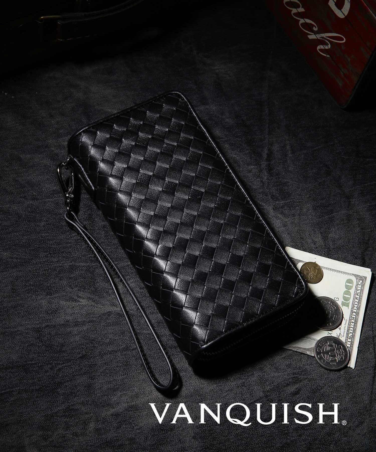 【SALE／70%OFF】VANQUISH 【VANQUISH/ヴァンキッシュ】ラムメッシュ W-ZIPラウンド長財布 スタイルコード 財布・ポーチ・ケース 財布 ブラック ブラウン グリーン【送料無料】のサムネイル