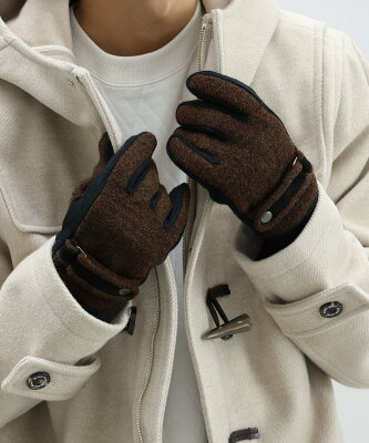 【SALE/10%OFF】BEAMS HEART MEN BEAMS HEART / ブークレ グローブ ビームス ハート ファッション雑貨 手袋 ブラウン グレー【送料無料】