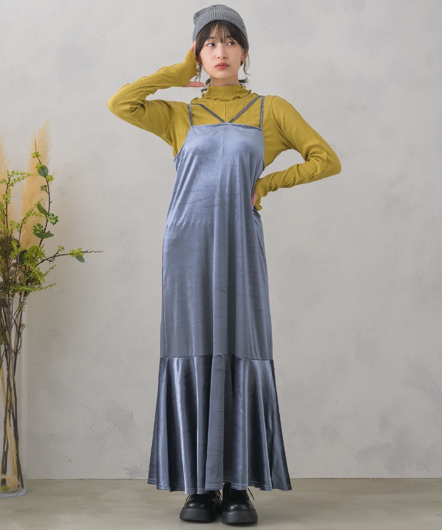 RETRO GIRL ベロアキャミOP レトロガール ワンピース・ドレス ワンピース ベージュ ブルー ブラックのサムネイル