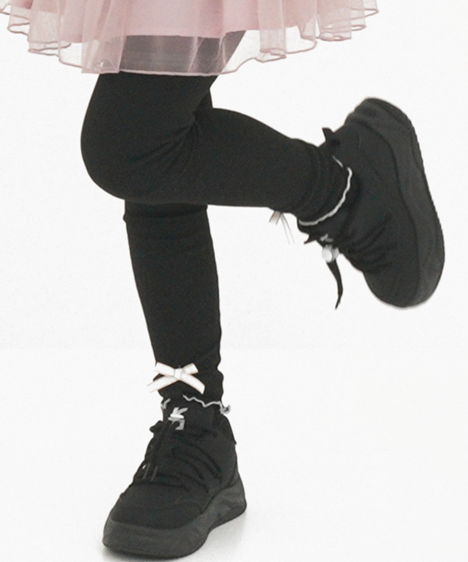 【SALE／20%OFF】子供服 Bee 10分丈レギンス リボン メロウ スパッツ 子供服 キッズ 女の子 Bee カンコクコドモフク ビー 靴下・レッグウェア レギンス・スパッツ グレー ネイビー ブラック パープル ホワイト ピンク ブラウンのサムネイル