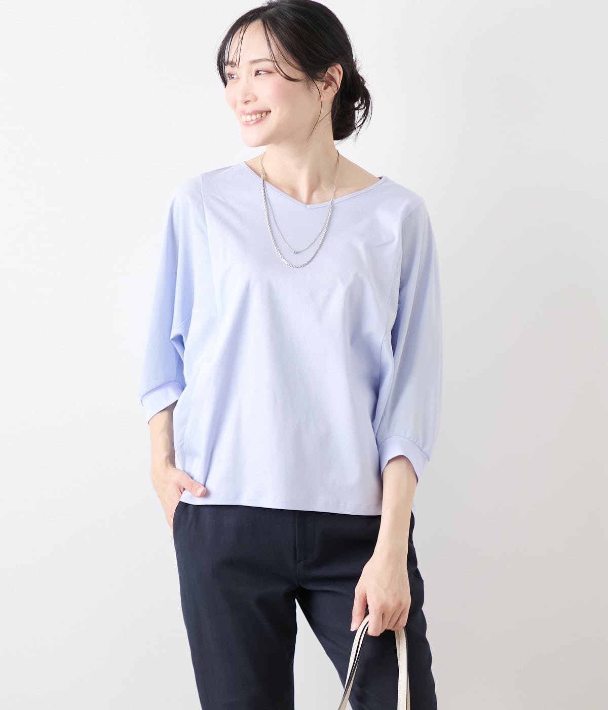 NEWYORKER WOMEN コットンスムースシルケット ドルマンカットソー ニューヨーカー トップス カットソー・Tシャツ パープル