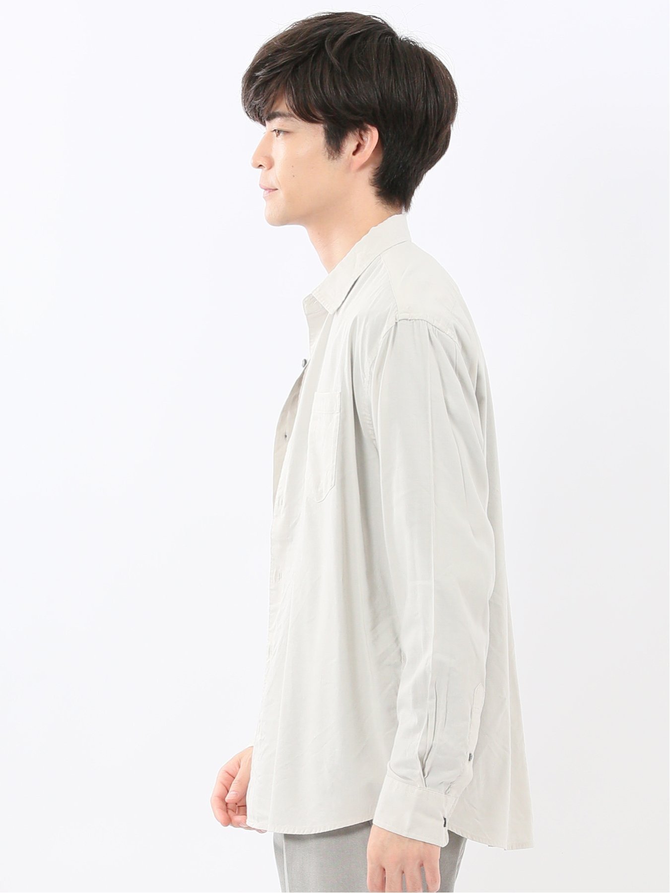 【SALE／30%OFF】TAKA-Q シャンブレー レギュラーカラー長袖シャツ タカキュー トップス シャツ・ブラウス ベージュ ネイビー