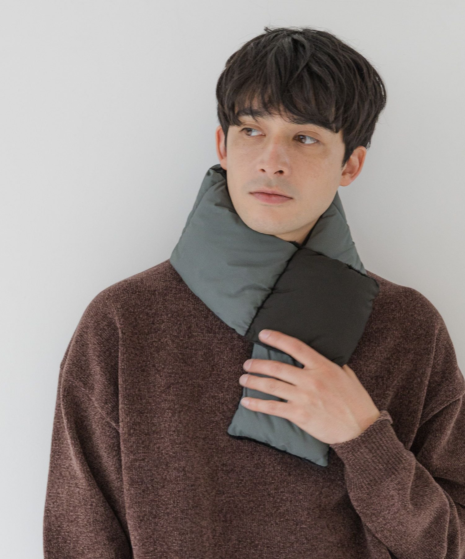 【SALE/50%OFF】LAKOLE バイカラー中綿マフラー ラコレ ファッション雑貨 マフラー・ストール・ネックウォーマー ブラック ベージュ グレー