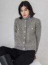【SALE/14%OFF】coca ループ編み金ボタンニットジャケット コカ ジャケット・アウター ノーカラージャケット グレー ブラック