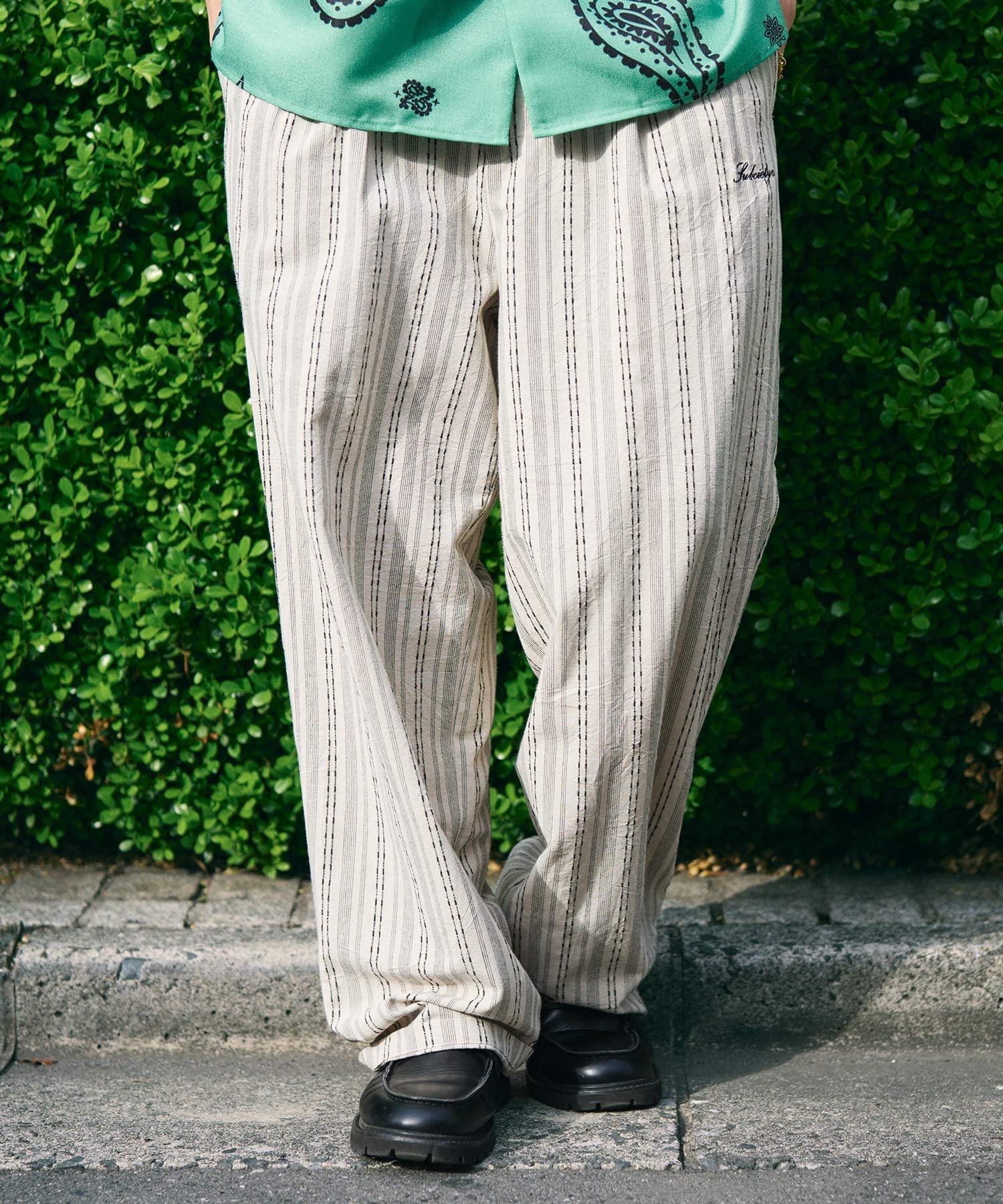 Subciety Jacquard stripe slacks サブサエティ パンツ スラックス・ドレスパンツ ネイビー ブラック ベージュ