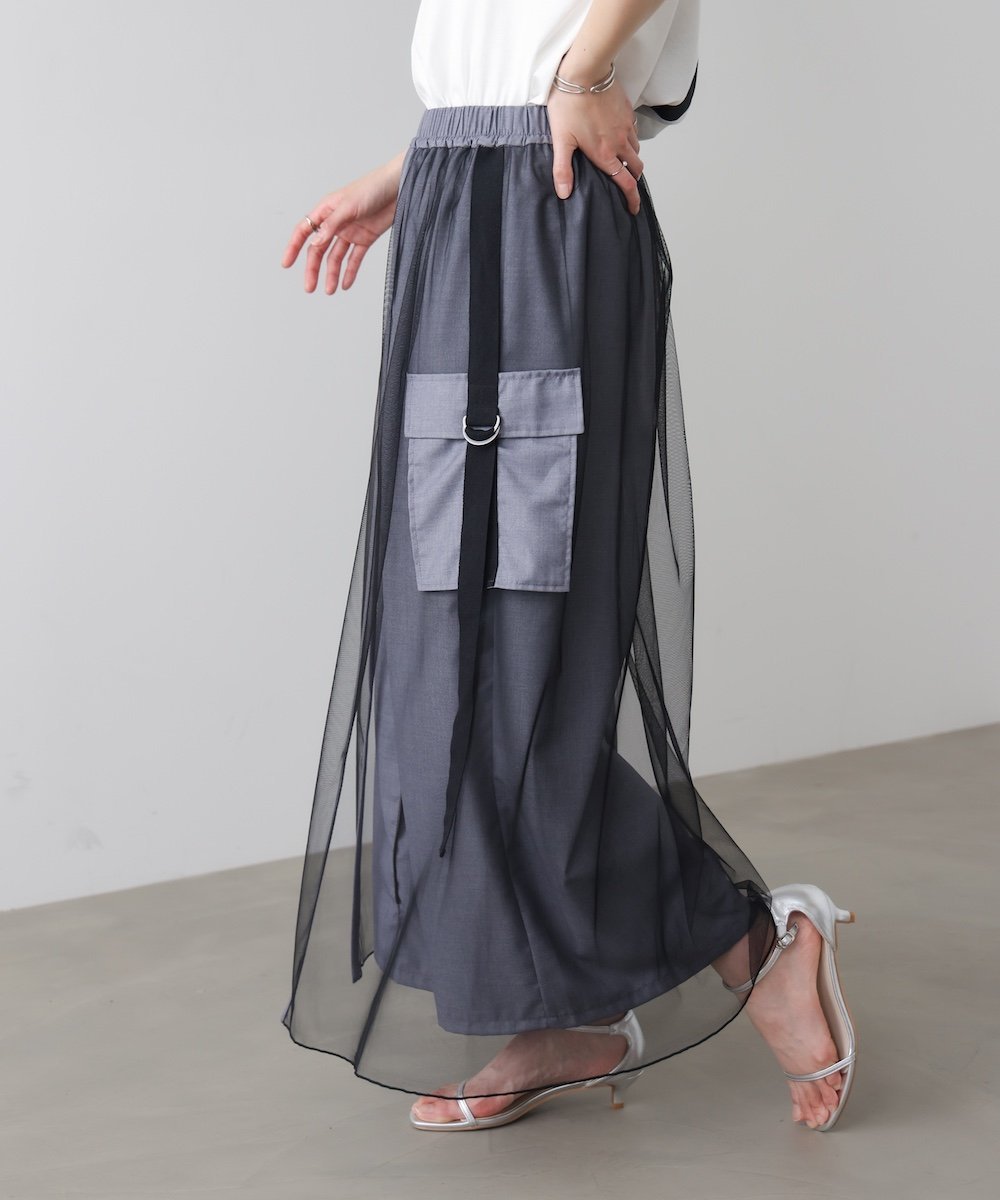 チュールドッキングフロントZIPパンツ バブ / ブージュルード パンツ その他のパンツ グレー