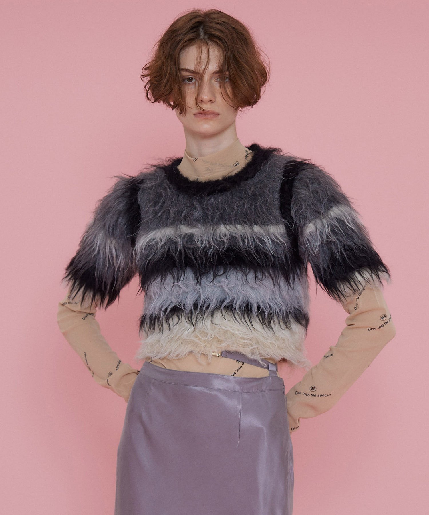 MAISON SPECIAL マルチボーダーコンパクトニット メゾンスペシャル トップス ニット ブラック ホワイト ブルー【送料無料】のサムネイル