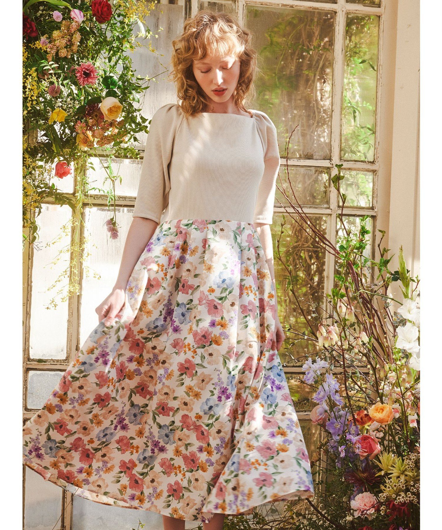 TOCCA 【ヨンア*大人百花*TOCCAコラボ】【洗える!】BOTANICAL GARDEN PARTY ドレス トッカ ワンピース・ドレス ワンピース ベージュ【送料無料】