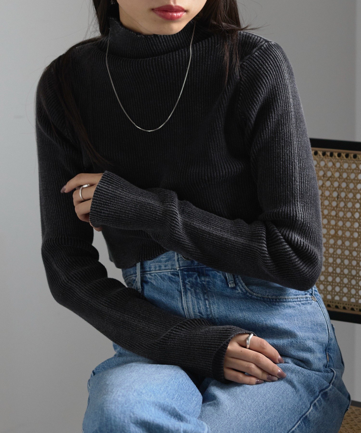 【SALE/82%OFF】MAISON BREEZE MAISON BREEZE/ストーンウォッシュハイネッククロップドプルオーバーニット DTK セットアップ...