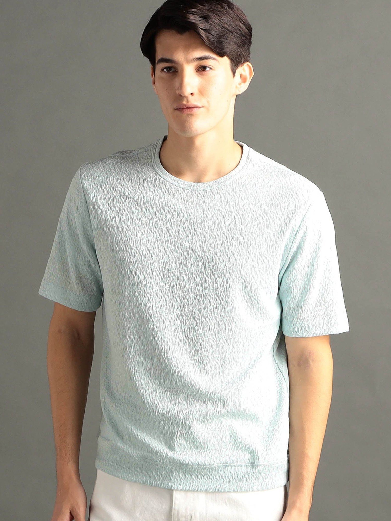 【SALE／40%OFF】MONSIEUR NICOLE グラフィックジャカード クルーネックニットTシャツ ニコル トップス ニット グリーン ホワイト ブラック【送料無料】