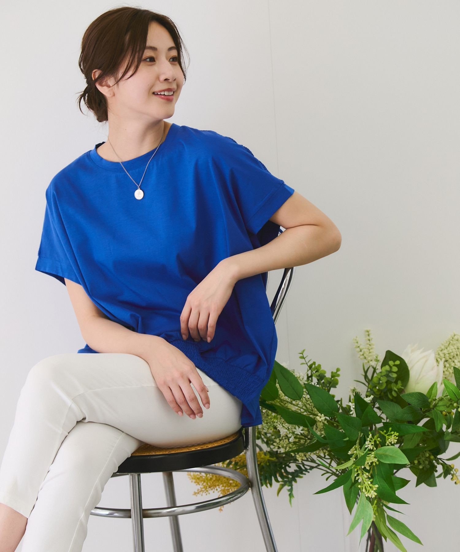 JAYRO バックギャザープルオーバー ジャイロ トップス カットソー・Tシャツ ブラック ブルー ホワイト