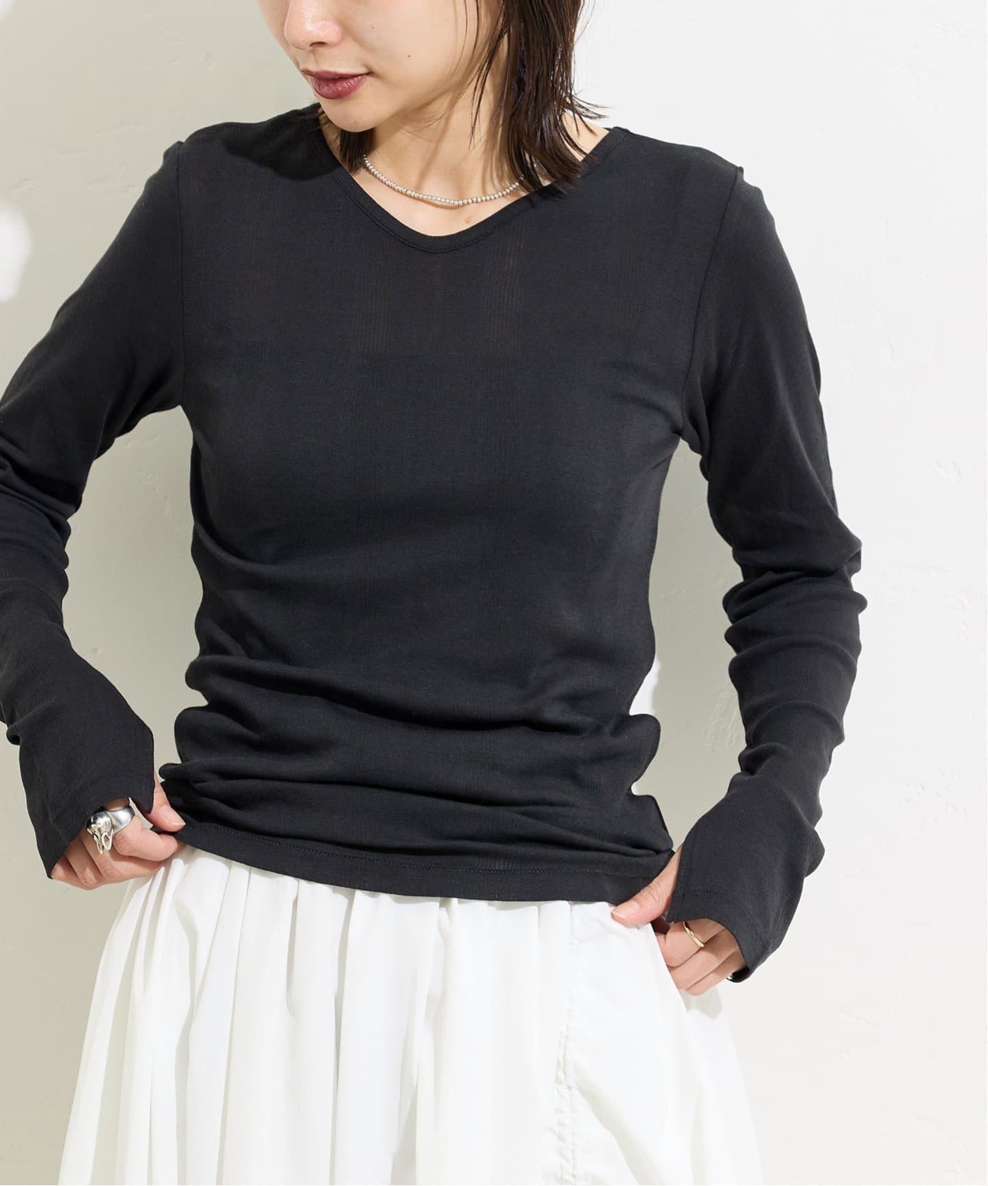 JOURNAL STANDARD 別注【MILLER/ミラー】 for JOURNAL STANDARD VネックリブL/S T ジャーナル スタンダ..