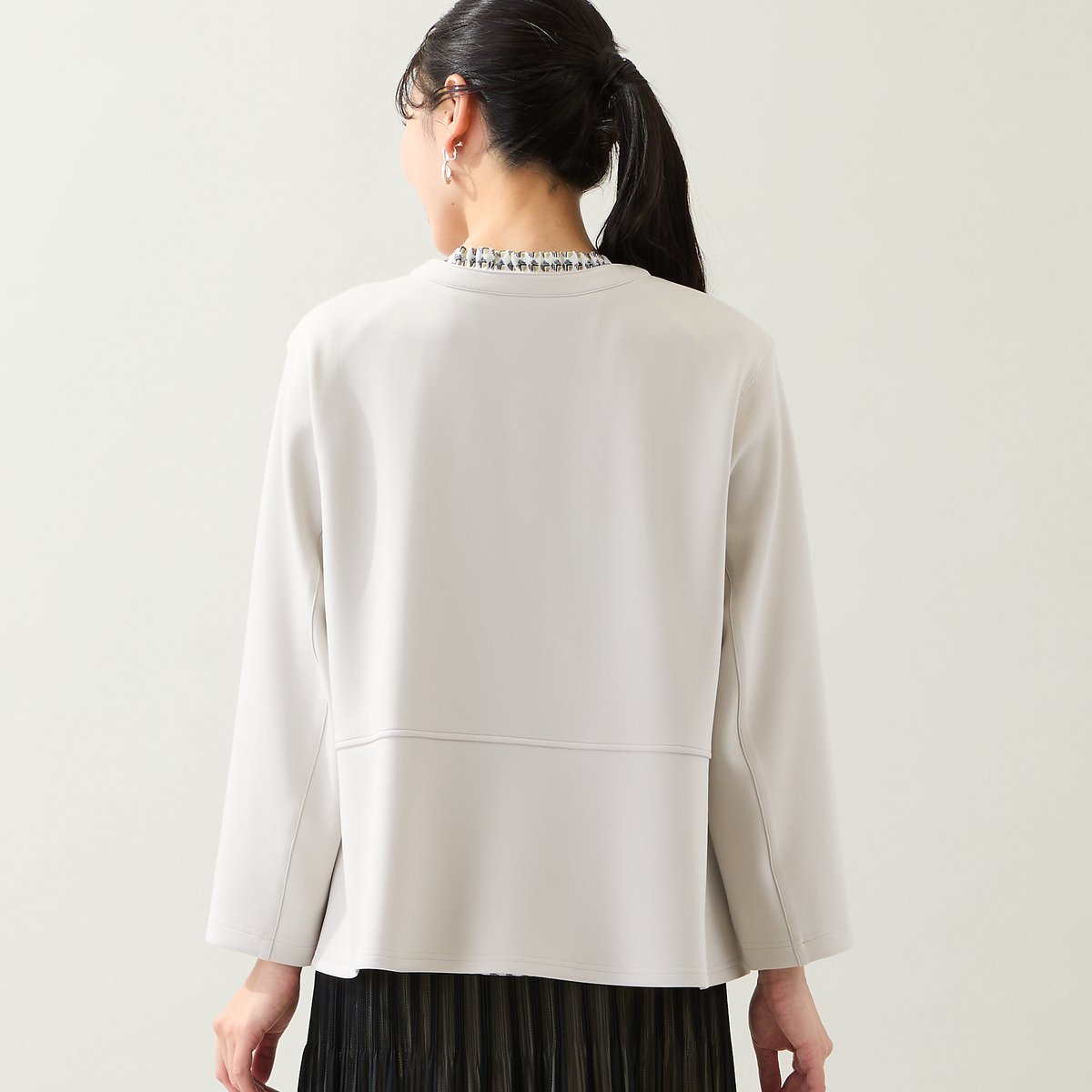 missel 【洗える・オケージョン対応・セットアップ可・L~4Lサイズ】ペプラムブラウス ミゼール トップス シャツ・ブラウス ネイビー ベージュ
