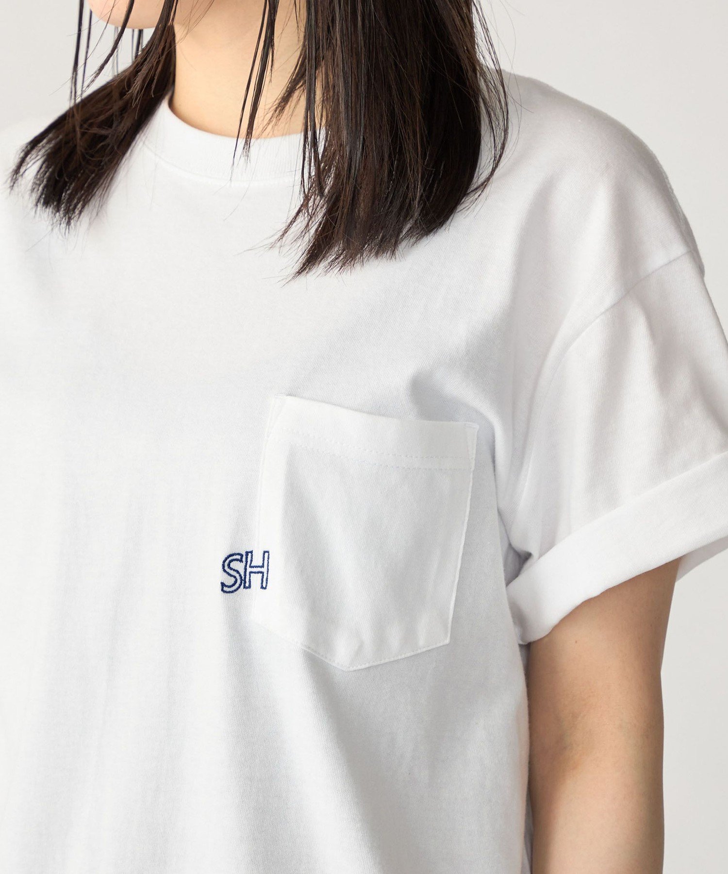 MEN 【WEB限定】SHIPS: エンブロイダリー SHロゴ ポケット Tシャツ シップス トップス カットソー・Tシャツ ホワイト ピンク ブラック ネイビー