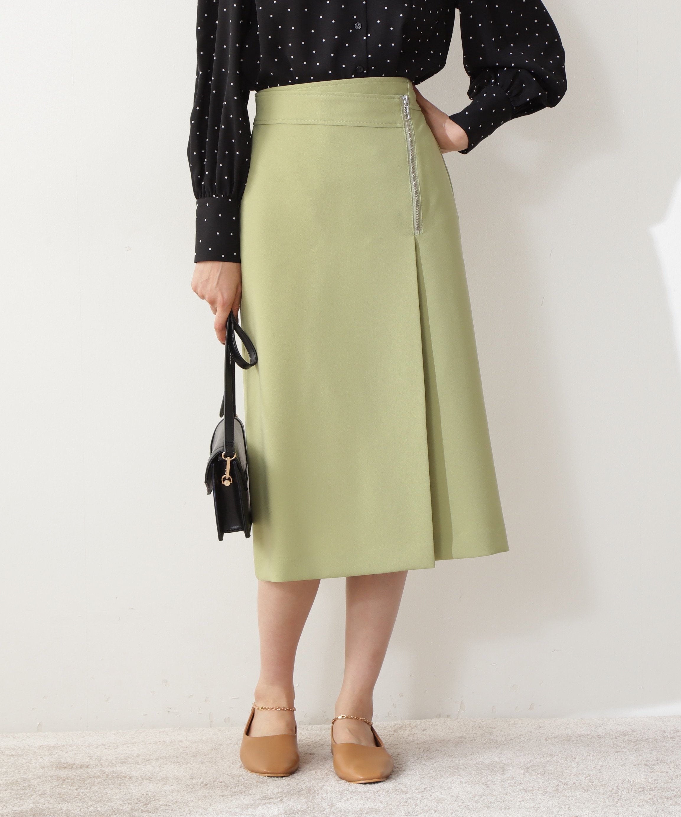 【SALE／50%OFF】N. Natural Beauty Basic サイドZIPダブルクロスタイトスカート《S Size Line》 エヌ ナチュラルビューティーベーシック* スカート その他のスカート ネイビー レッド ブラウン グリーン【送料無料】