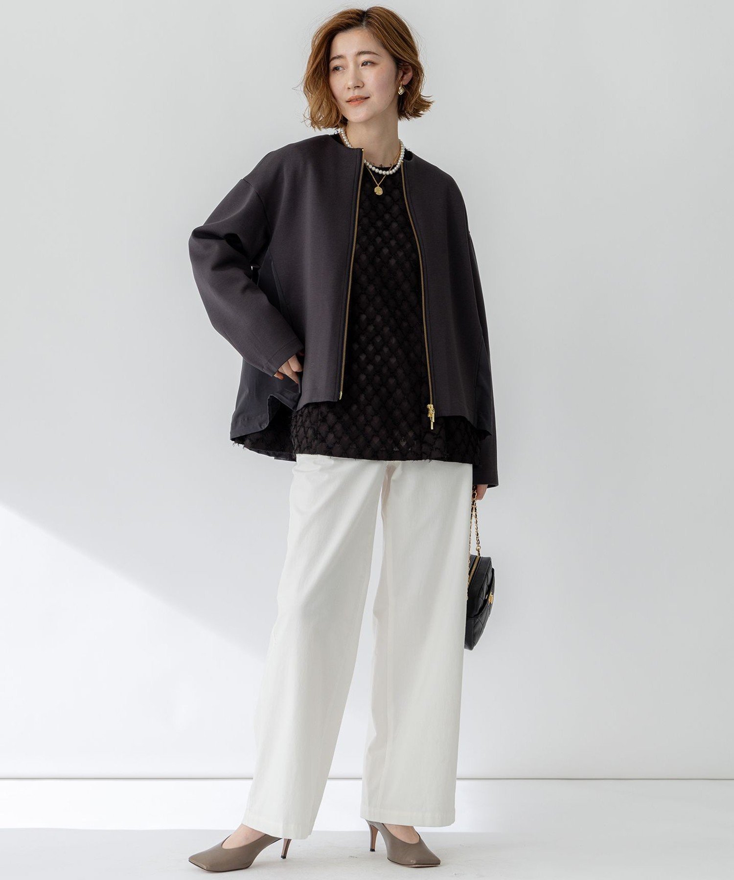 【SALE／50%OFF】23区 【洗える】シアーカットジャカード ブラウス ニジュウサンク トップス シャツ・ブラウス ホワイト ブラック【送料無料】 stylife-14978358 Rakuten Fashion サンプル画像3