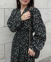 CORNERS 小花柄カシュクールワンピース コーナーズ ワンピース・ドレス ワンピース ブラック ブラウン【送料無料】