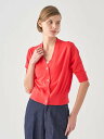 JOHN SMEDLEY Vネック5分袖クロップドコットンニットカーディガン | S4741 | 30G ジョンスメドレー トップス ニット レッド【送料無料】