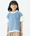 【SALE/60%OFF】and D.petitmain ベストレイヤード半袖パーカー ナルミヤオンライン トップス パーカー・フーディー グレー ブルー ネイ...