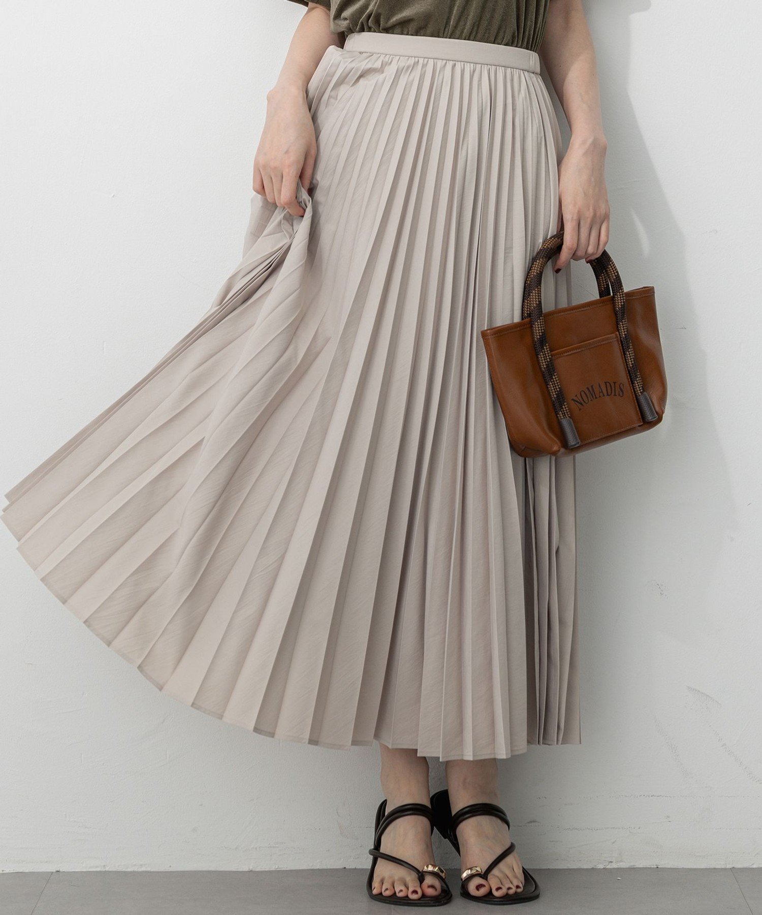 23区 【見上愛さん着用/洗える】パウダリータイプライター プリーツ スカート ニジュウサンク スカート その他のスカート カーキグリーン ピンク ベージュ【送料無料】