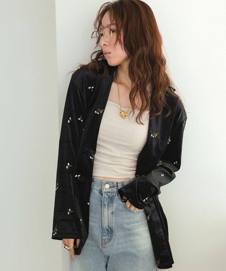 【SALE／45%OFF】Donoban フラワー刺繍ベロアジャケット ドノバン オールインワン・オーバーオール オ..