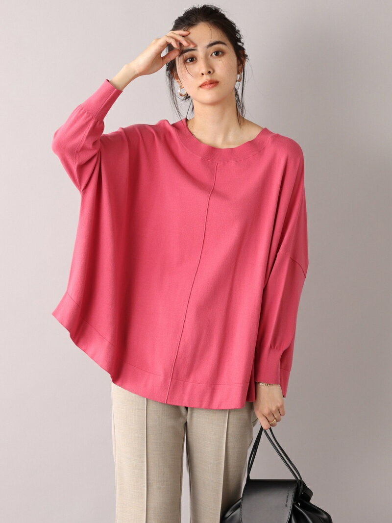 【SALE／70%OFF】un dix cors 【もっちり柔らかな着心地】裾ラウンドポンチョニット アンディコール トップス ニット ピンク ベージュ グレーのサムネイル