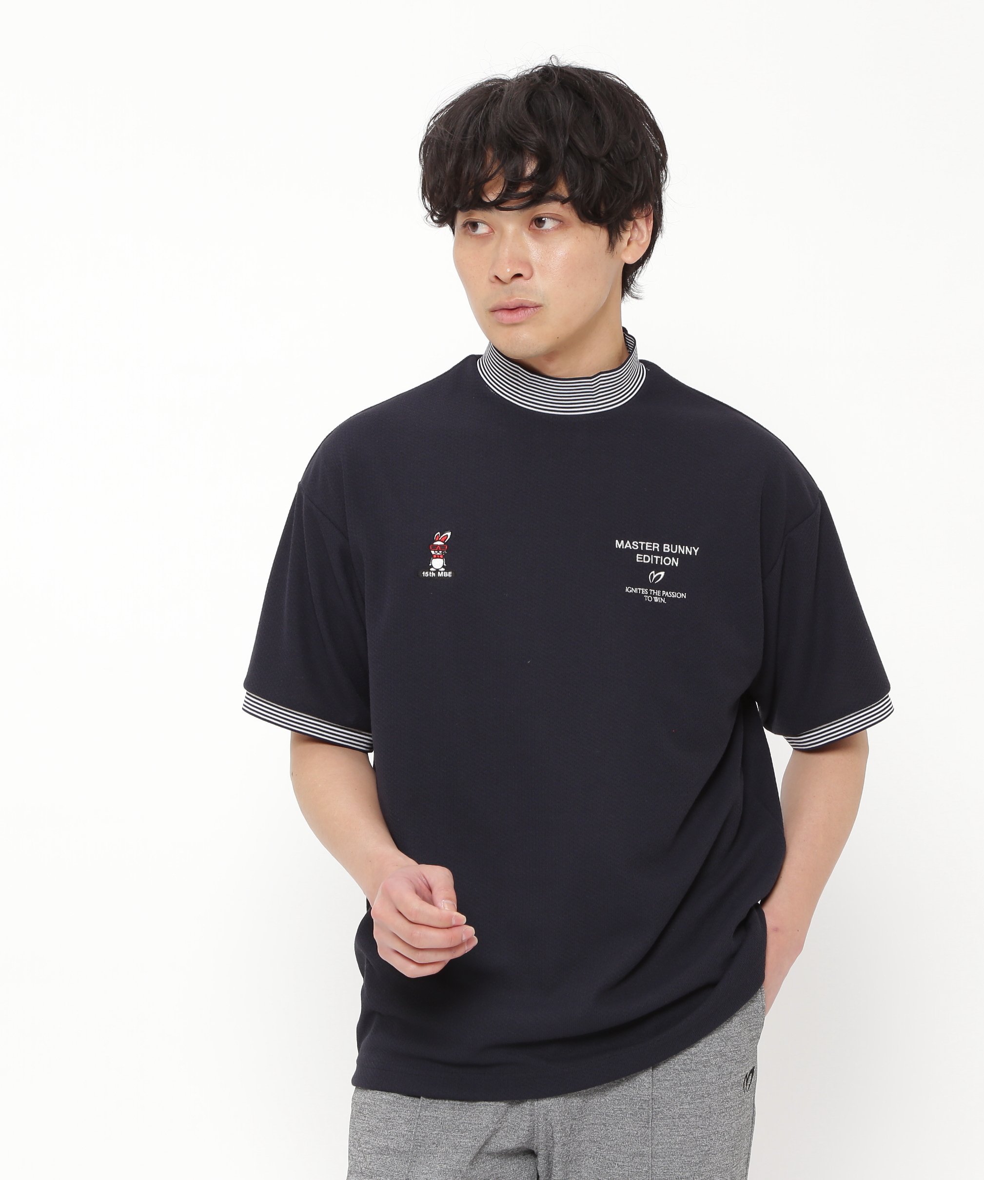 楽天市場】モックネック ゴルフ 半袖(カラーネイビー)(メンズ 楽天市場】モックネック ゴルフ 半袖(カラーネイビー)(メンズ