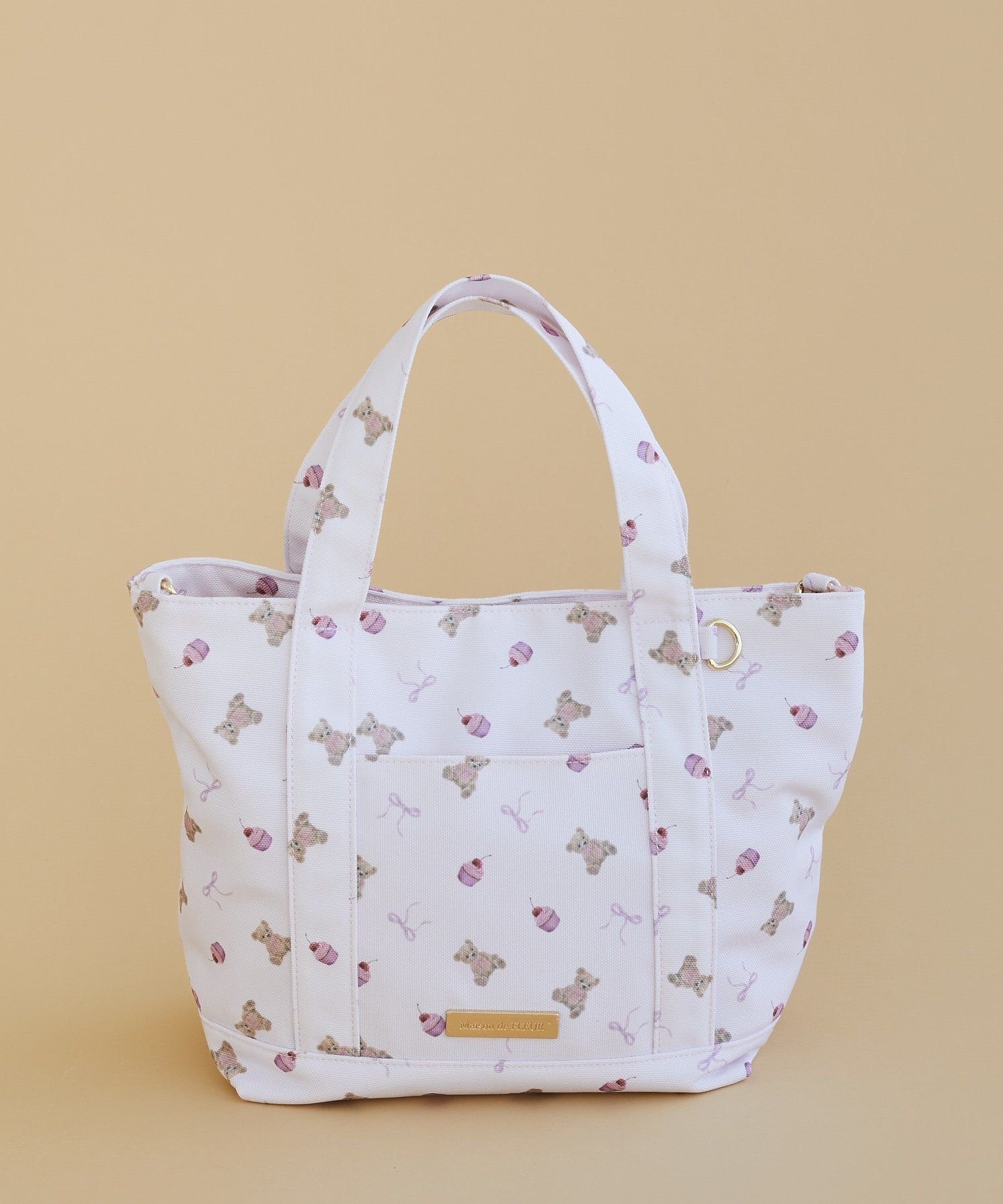 Maison de FLEUR ベア総柄2Wayトートバッグ メゾン ド フルール バッグ トートバッグ ピンク【送料無料】のサムネイル