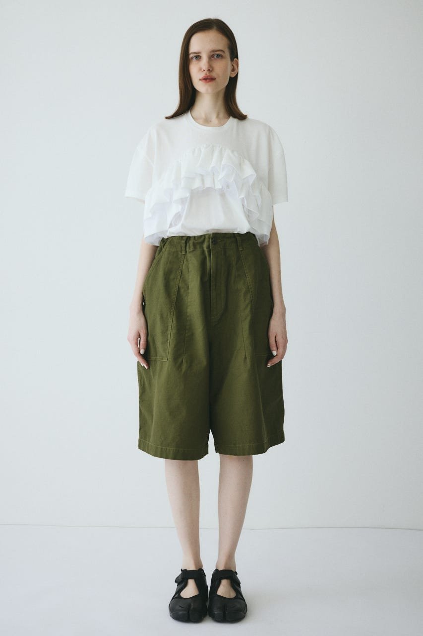 HeRIN.CYE Round form baker half pants ヘリンドットサイ パンツ その他のパンツ カーキグリーン ブラック ホワイト