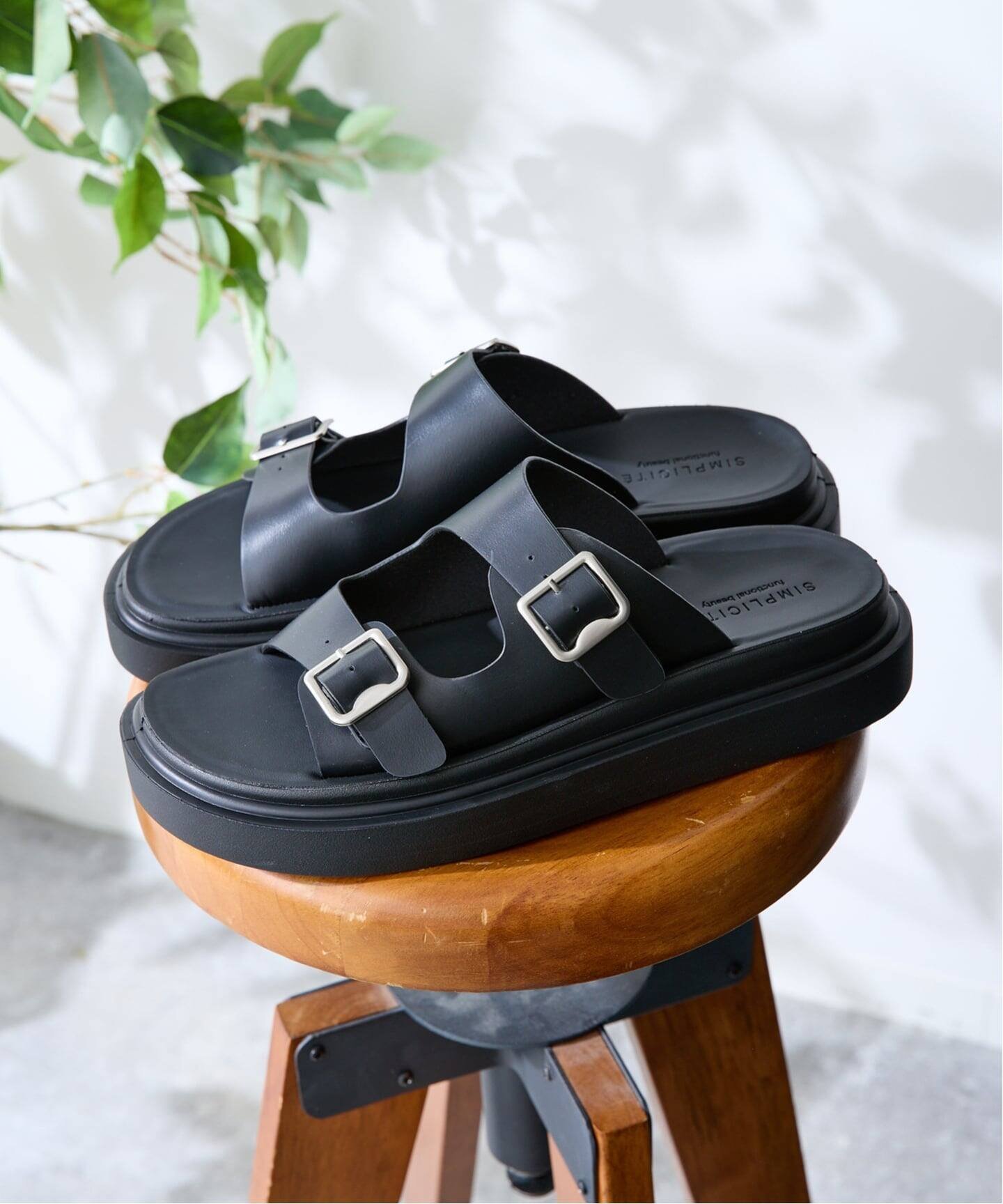 B.C STOCK 2BELT プラットフォームサンダル ベーセーストック シューズ・靴 サンダル ブラック ベージュ【送料無料】