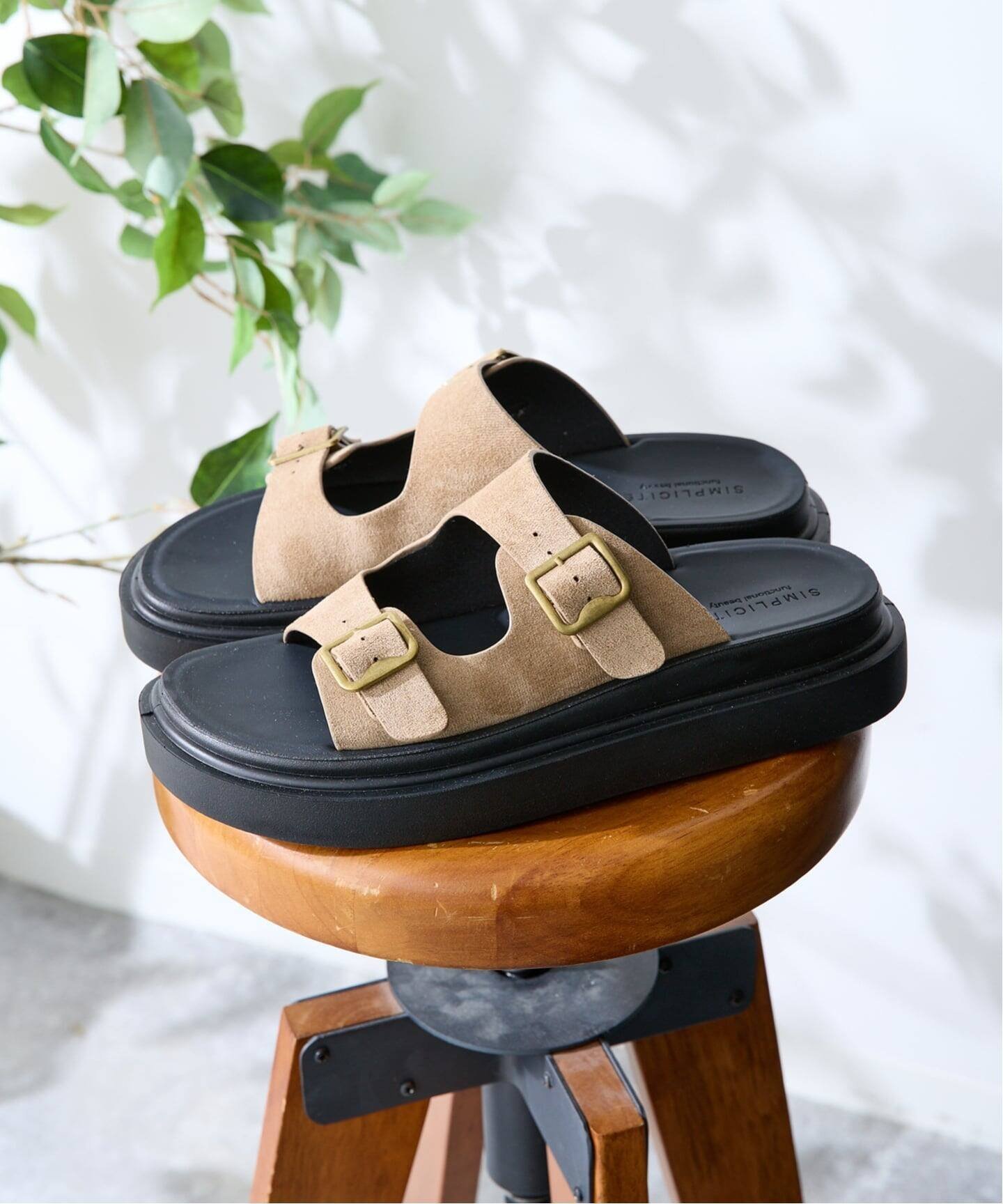 B.C STOCK 2BELT プラットフォームサンダル ベーセーストック シューズ・靴 サンダル ブラック ベージュ【送料無料】