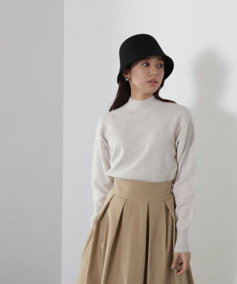 NATURAL BEAUTY BASIC FOX混ジェントリーニットシリーズ モックネック ナチュラルビューティベーシック トップス ニット ホワイト ブラウン ピンク グリーン【送料無料】