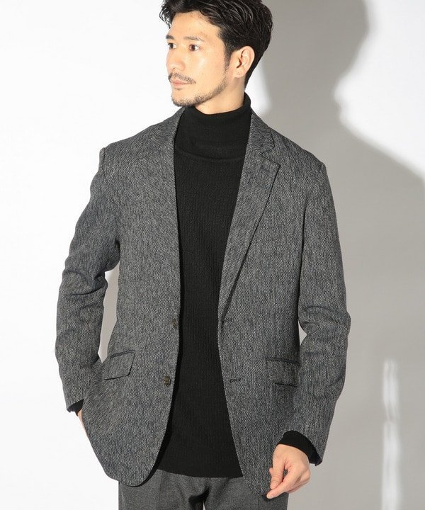 【SALE／50%OFF】UNION STATION スラブ調ヘリンボーンテーラードジャケット メンズ ビギ ジャケット・アウター テーラードジャケット・ブレザー ブラウン ネイビー【送料無料】