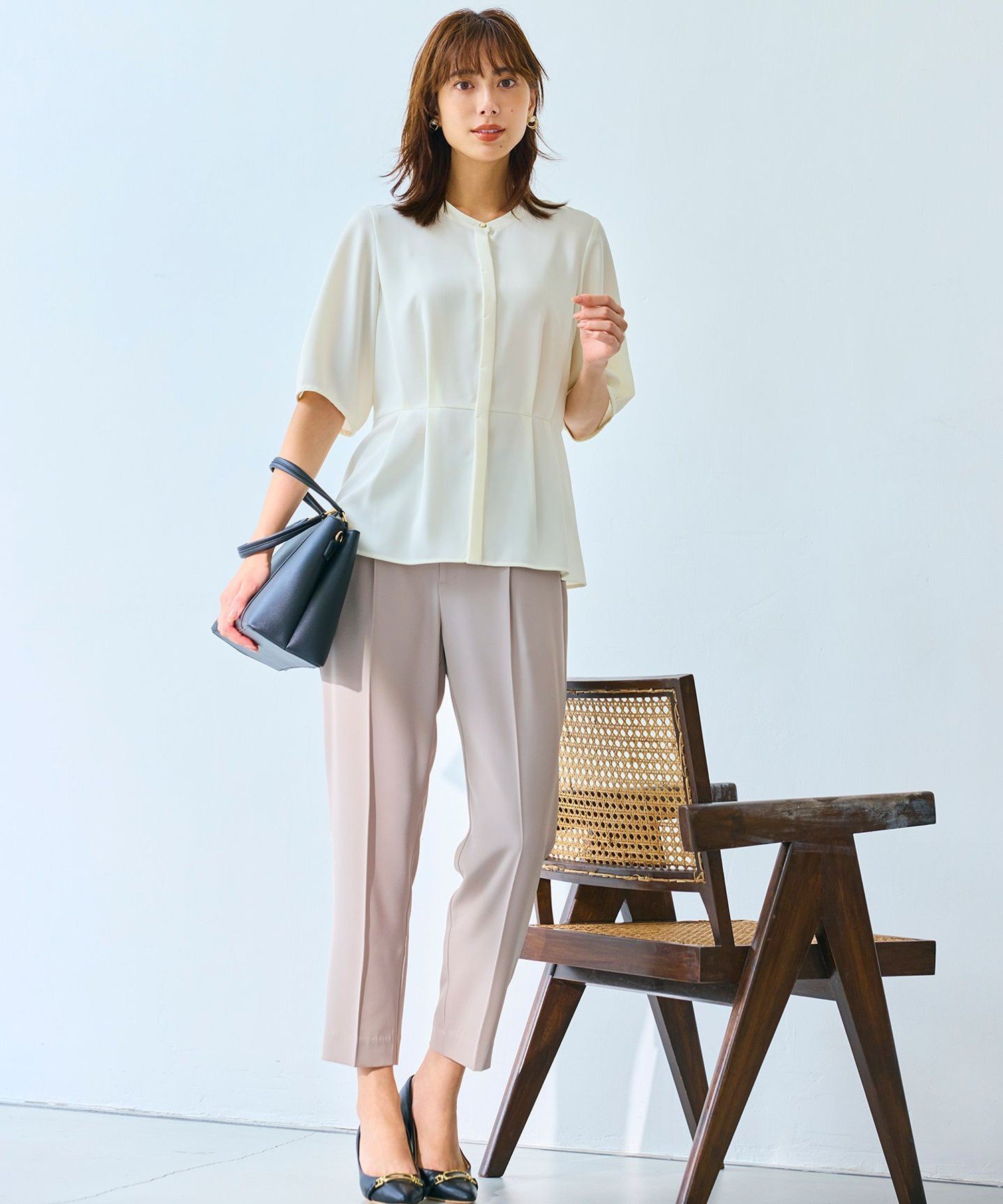 【SALE／30%OFF】any SiS 【接触冷感・UVカット・速乾】コンフォートビューティサテン パンツ エニィスィス パンツ その他のパンツ ベージュ グリーン ネイビー【送料無料】のサムネイル