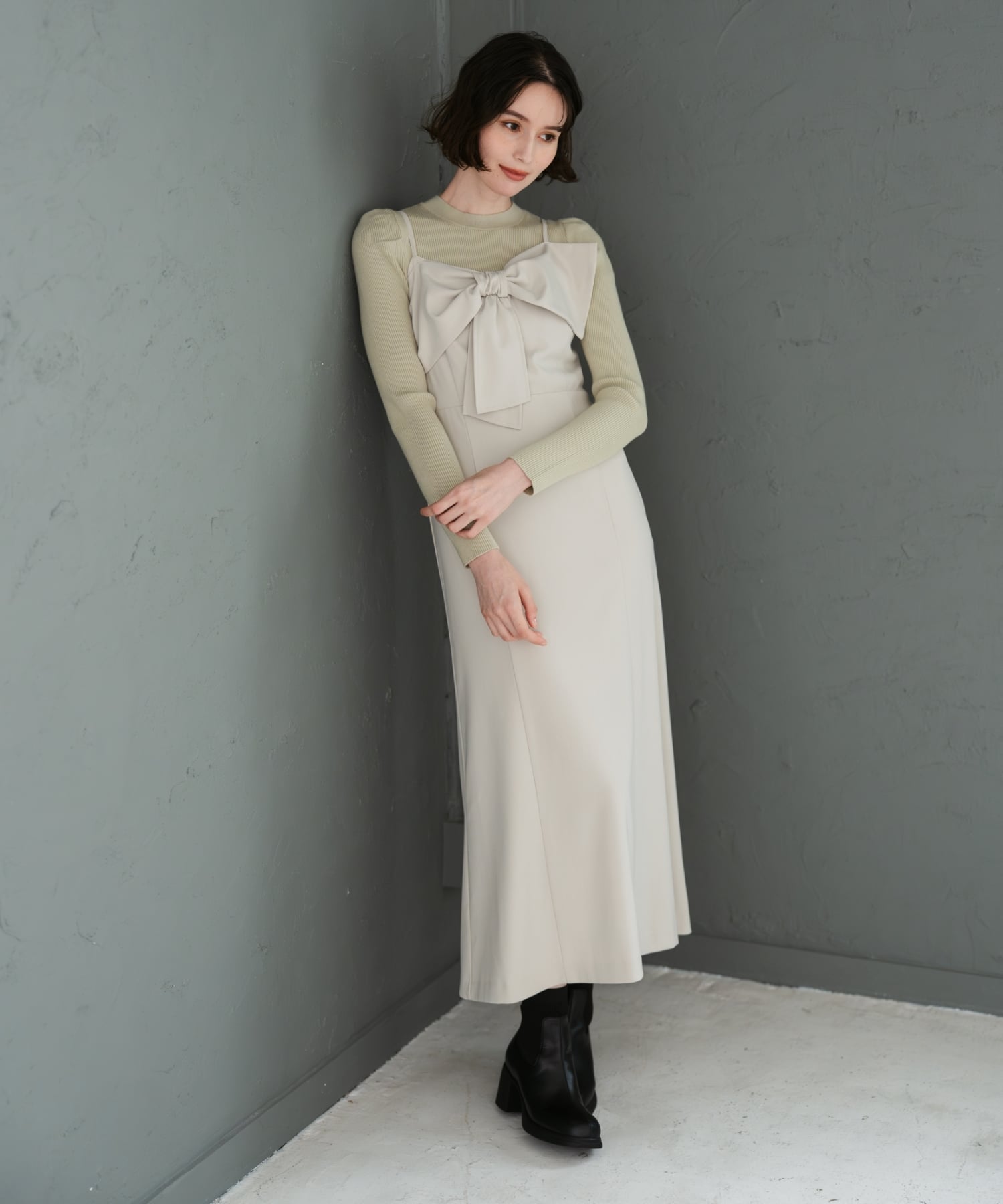 【SALE/12%OFF】31 Sons de mode 2025秋冬新作 ニットセットリボンモチーフジャンスカ トランテアン ソン ドゥ モード ワンピース・...