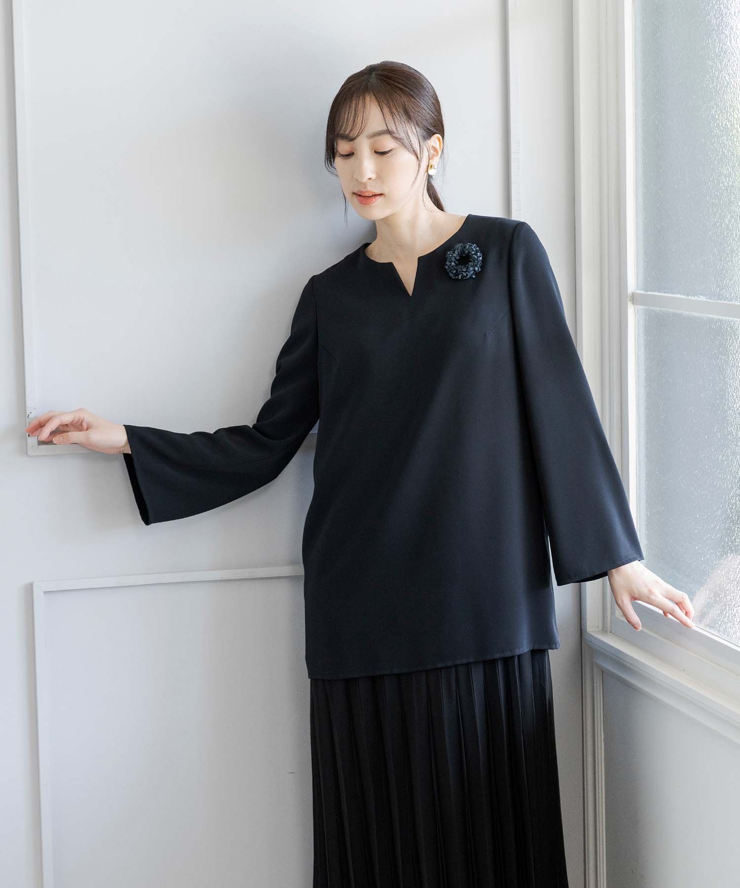 hitoiro SOIR 洗える｜軽やかなプリーツレイヤードワンピース 結婚式 ドレス トウキョウソワール ワンピース・ドレス ドレス ブラック【送料無料】